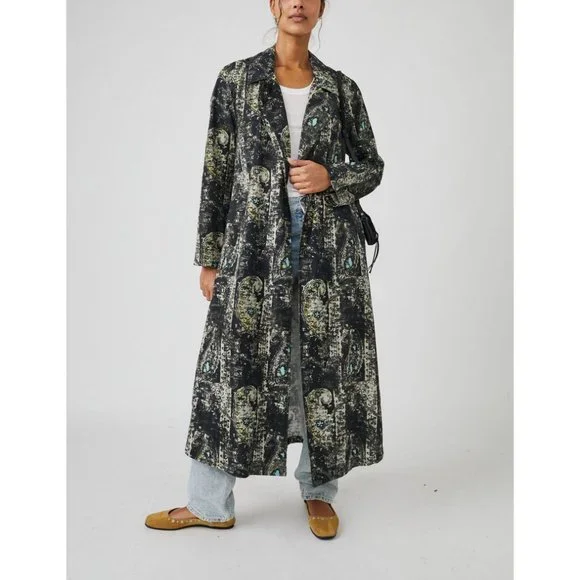 🎉LAST CHANCE🎉 FREE PEOPLE Rae Printed Duster / Washed Black Combo - Picture 5 of 6